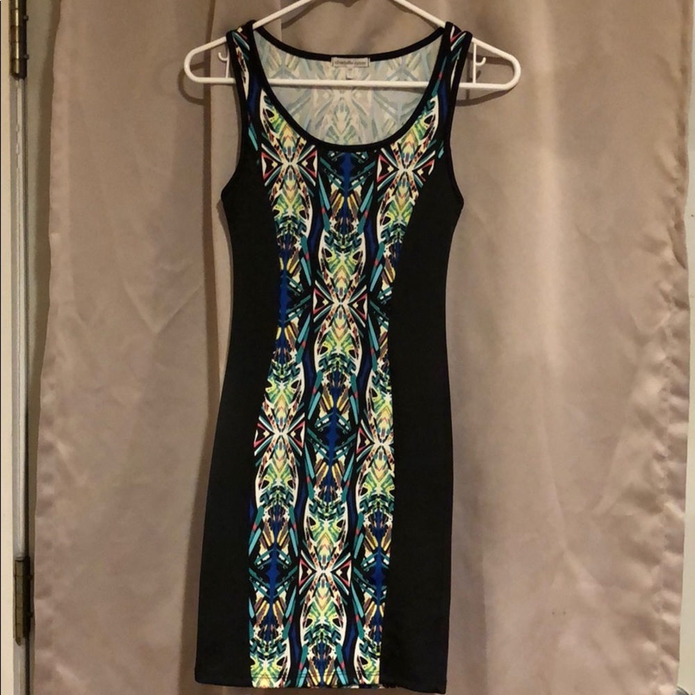 Black and Patterned Bodycon Dress